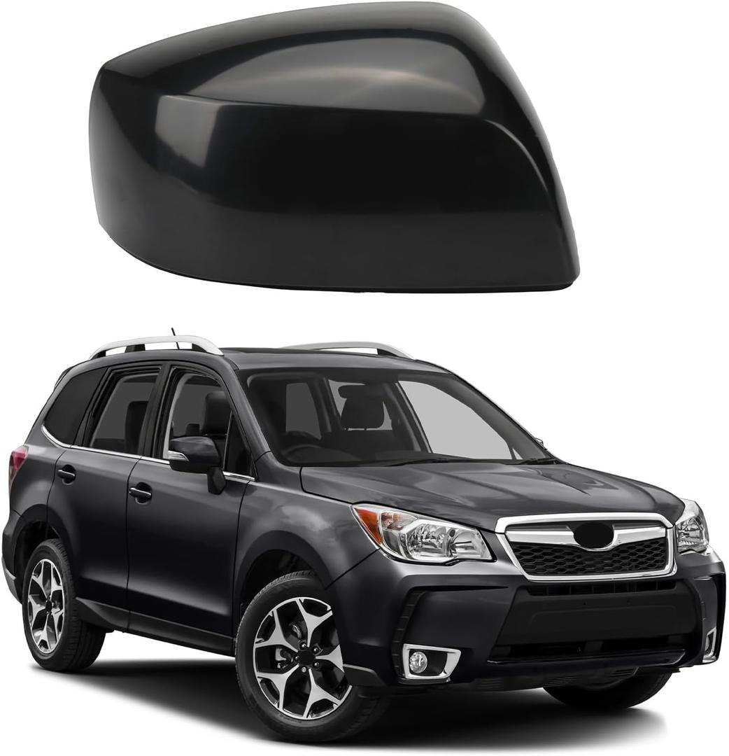 Right Passenger Side Car Mirror Cap Cover Compatible with Subaru Forester 2014 2015 2016 2017 without Side Assistent Hole, OEM 91059FJ000, Black
