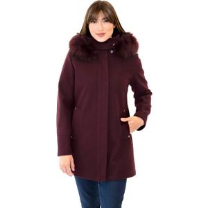 Nine West Women's Ah8211 - Nine West Mid-length Faux Wool Coat (Red, S)