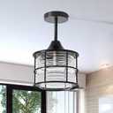 Semi Flush Mount Ceiling Light - Clear Glass Pendant Lamp Shade, Matte Black Finish, Modern Farmhouse Light Fixture for Hallway Corridor Kitchen Entryway Bedroom, Bulb Not Included