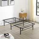Amazon Basics Foldable Metal Platform Bed Frame with Storage, Sturdy Steel Support, No Box Spring Needed, 14-inch High, Tool-Free Setup, Twin Size, Black
