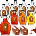 Maxdot 12 Pcs 8 oz Glass Maple Syrup Bottles Clear Reusable Glass Bottles with Lids, Loop Handle and 12 Pcs Maple Syrup Stickers Clear Jars Container for Oil Sauce Milk Juice Storage Gift