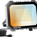 1 Pack LED Flood Lights Outdoor, 3CCT 3000/4000/6000K Selectable 100W 10000LM Floodlight Outside Work Light with 5.9FT Plug, IP65 Waterproof LED Flood Light for Garage, Yard, Lawn, Garden