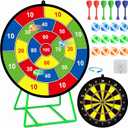 Large Dart Board for Kids, Kids Double-Sided Dart Board with Sticky Balls and Darts, Indoor/Outdoor Sport Fun Party Play Game Toys, Gifts for 3 4 5 6 7 8 9 10 11 12 Year Old Boys Girls