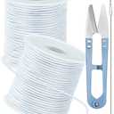 2 Rolls FIVEIZERO White Elastic Bracelet String Total 330 Feet,1mm,1.2mm,1.5mm Elastic Cord for Beading Stretchy String with Beading Needle for Bracelets, Sewing, Necklace, Jewelry Making and Crafts