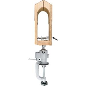 QWORK Leather Sewing Clamp Tool for Belts, Bags, and Purses, 360 Degree Rotation Wooden Leather Craft Hand Sewing Holds Leather Firmly in Place