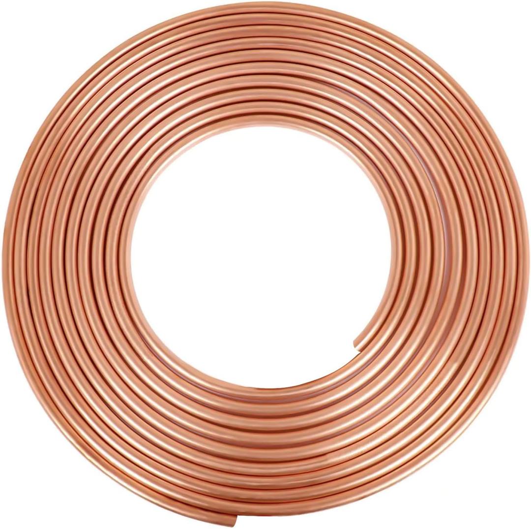 ELECTRAPICK Copper Tubing 3/8" OD x 21/64" ID x 25 Ft, T2 Pure Copper Tubes Soft Coil, Metal Round Seamless Pipe Tubing for Air Conditioning Refrigerator, Industry,DIY