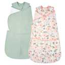 ZIGJOY Baby Swaddle Sleep Sack, 1.0 TOG Sleep Sack Swaddles for Newborns & infant 6-12 Months 100% Cotton Baby Wearable Blanket for Newborn Registry Essentials Green&Rabbit Flower