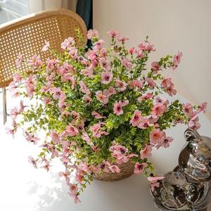 DUYONE Artificial Flowers Outdoor,UV Resistant Realistic Garden Artificial Plants,Bright 8 Bundles No-Fade Veranda Fake Faux Flowers,for Porches Patios Walkway Gardens Decor-Pink
