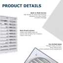 Air Vent ABS Louver Grille Cover 6 Inch, External Wall Vent Cover with Built-in Screen Mesh for Intake Exhaust Ventilation Exterior Door Ceiling Attic Storage Garage, White