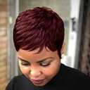 Short Burgundy Pixie Cut Wigs Pixie Cut Wigs Burgundy Color Short 99j Wine Red Color for Women (Wine Red)
