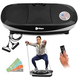 Lifepro Rumblex Max 4D Black Vibration Plate Exercise Machine with Loop Resistance Bands for Home Fitness Shaping Training Recovery Tone & Strength