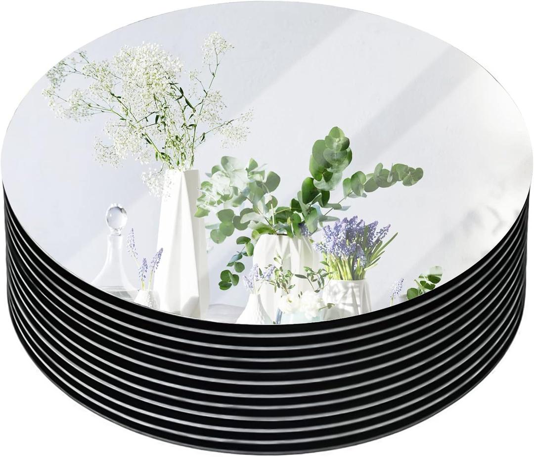 12" Round Mirrors for Centerpieces, Circle Mirror Centerpieces for Tables, Mirror Plates 2mm, Centerpieces & Wedding Decorations & Baby Shower Party & Christmas Decorations, 12pack