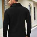 COOFANDY Men's Shawl Collar Sweaters V-Neck Relaxed Fit Cable Pullovers (Black, XS)