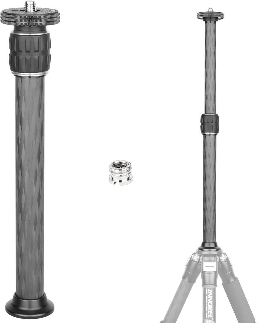 INNOREL ER222C Universal Carbon Fiber Tripod Center Column Extension Pole Extender - Two-Section Mid-Column Extension Rod Pole for Monopod DSLR Camera - 22.2mm Max Tube