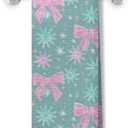 Pink and Teal Christmas Kitchen Towels, Preppy Christmas Decor, Coquette Pastel Bow Snowflake Xmas Holiday Decorative Hand Towels for Bathroom Kitchen, 16x24 Inch (Color 05)