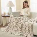 Snuggle Sac Leopard Luxury Faux Fur Throw Blanket for Couch,Ultra Soft Cozy Plush Fluffy Blanket for Sofa Bedroom Living Room,Beige Leopard,50x60 inches