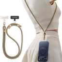 TORRAS Phone Lanyard Crossbody with 2 Phone Tabs, Adjustable Anti Theft Phone Strap for iPhone 17 Pro Max, Premium Metal Buckles, Universal Cell Phone Neck lanyard for Women and Men, Khaki