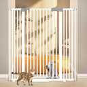 51'' Extra Tall Cat Gate for Doorways 30-49.2'' Wide, Climb Proof Pet Dog Gates for Kitten Dogs, Pressure Mounted No Drilling Cats Fence Barrier White