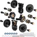 SCX24 Brass Upgrades Set Steering Knuckles Wheel Weights Extended Hex Adapter Front Rear Diff Cover & Ball Bearings for Axial 1/24 SCX24 (Black Gold)