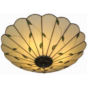 16 Inch Tiffany Style Green Leaf Glass Ceiling Light Fixture Kitchen Light Fixtures Classical Lamp Flush Mount Ceiling Light LED Chandelier (Green Leaf B)