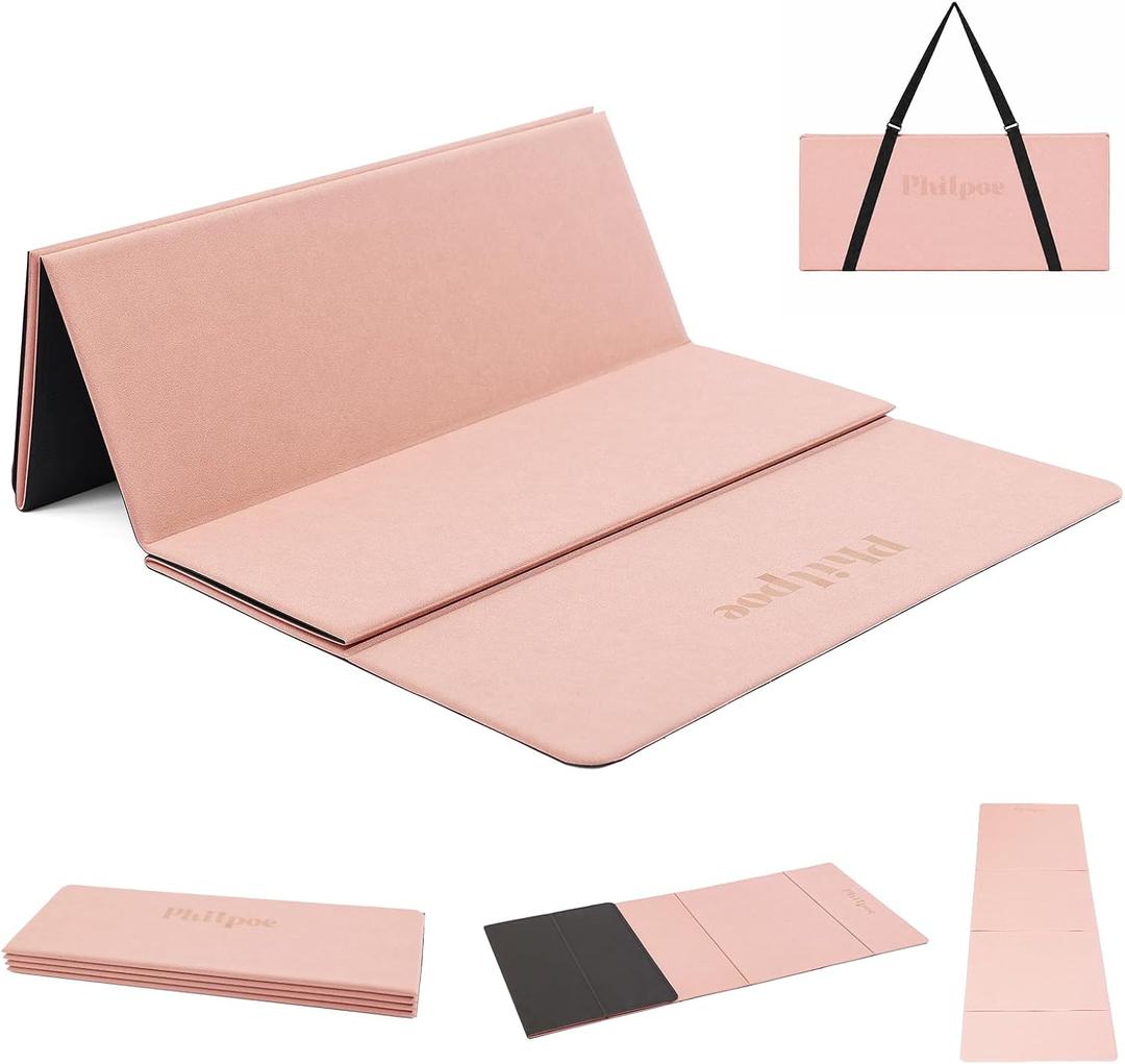 Foldable Yoga Mat, 70''x24''x0.24''(6mm）Non-slip POE Exercise Mat