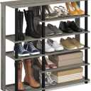 Furinno Turn-N-Tube Multi Storage Shoe Rack, 35.2"W 6-Tier, French Oak Grey/Black