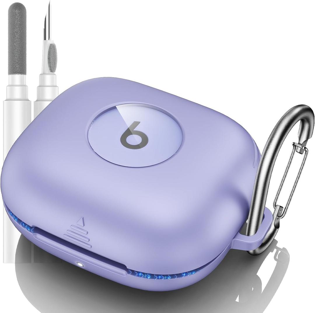 for Beats Powerbeats Pro 2 Case Cover, Shockproof Magnetic Case for Powerbeats Pro 2 2025 Wireless Earbuds, Magnetic Lock Lid Protective Cover with Cleaner Kit & Carabiner (Purple)