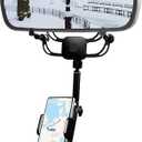 Karmus Rear View Mirror Phone Holder  Solid Metal Arm Car Phone Mount, Universal Fit for iPhone & Android, Foldable 360 Rotation Clip, Sleek Hands-Free Design Stable Mount for Navigation & Calls