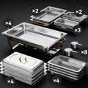9Qt Chafing Dishes for Buffet, Gold 304 Stainless Steel Chafing Dish Sets, Food Warmers for Parties, Buffet Servers and Warmers, Warming Trays for Buffets Party, Multiple Size Food Pans, 4 Pack