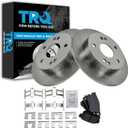 TRQ Rear Brake Pad and Rotor Set Semi Metallic Solid Rotors Compatible with 1997-2001 Honda Prelude
