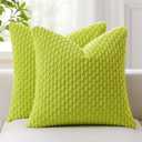 Kevin Textile Decorative Pillow Covers Set of 2 Striped Plush Corduroy Pillows Pillowcases Boho Home Decor Cushion Covers for Couch Sofa Bed Living Room 26x26 Inch, Spring Green