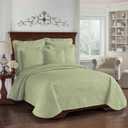 King Charles Modern Farmhouse Floral Matelasse Coverlet, 100% Cotton Breathable Bedding, King/CalKing, Sage