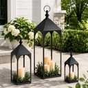24" 17" 12" Large Outdoor Floor Lantern Set of 3