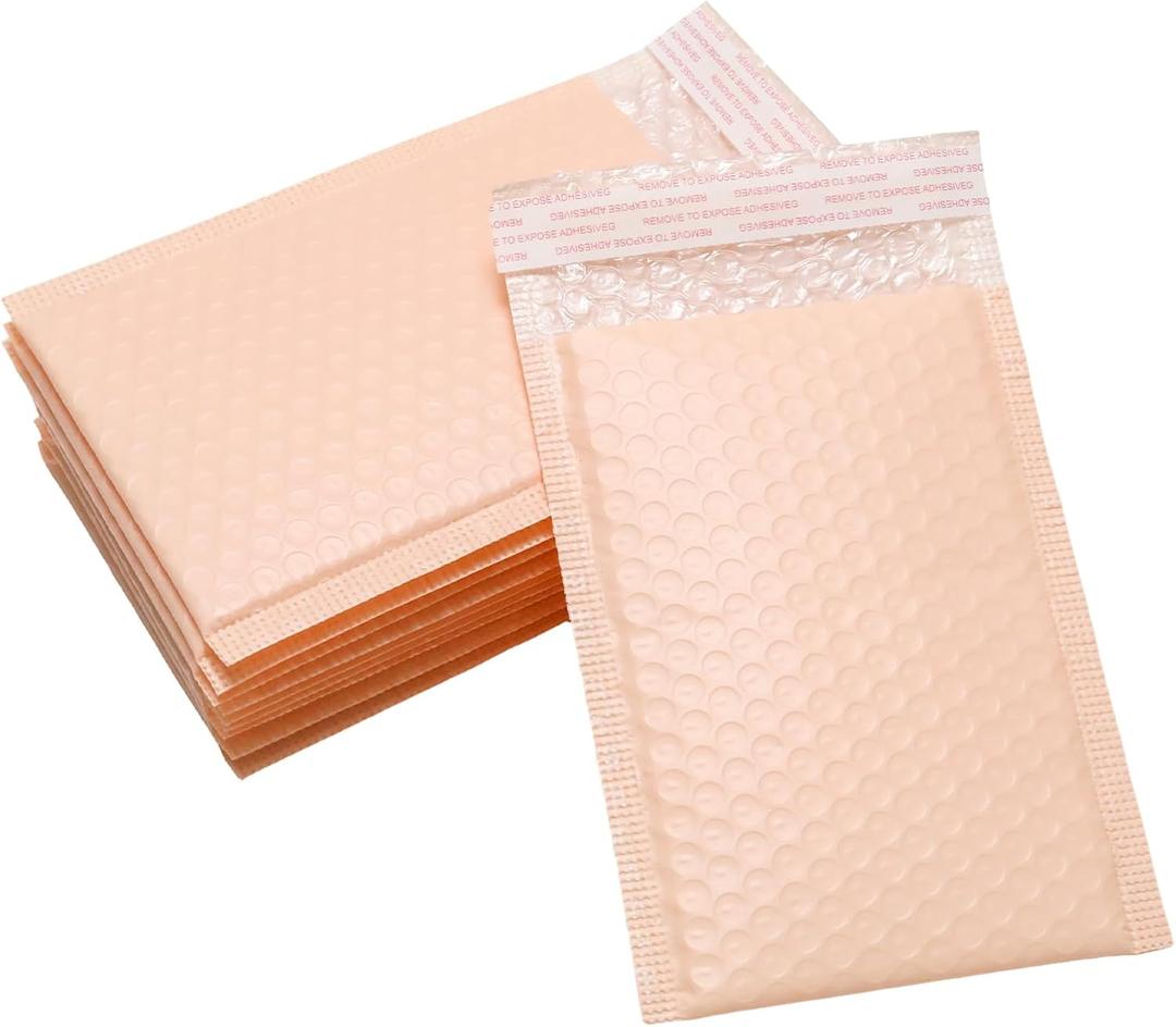 5x7 Inch Self Seal Adhesive Poly Bubble Mailers 10 Pack Light Pink Waterproof Shipping Bags for Mailing Packaging