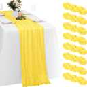 8 Pack Lemon Yellow Cheesecloth Table Runners 20x120 Inch Gauze Table Runner 10FT Easter Cheese Cloth Table Runner Rustic Sheer Runner for Wedding Baby Shower Birthday Party Table Decor