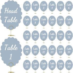 31 Set Wedding Table Numbers 1-30 with Stands 5.3 x 4 Inch Head & Gift Table Number Cards with Cards Holder Double-sided for Reception Centerpieces Events Party Decorations(Dusty Blue)