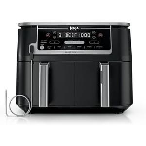 Ninja DZ550 Foodi 10 Quart 6-in-1 DualZone Smart XL Air Fryer with 2 Independent Baskets, Smart Cook Thermometer for Perfect Doneness, Match Cook & Smart Finish to Roast, Dehydrate & More, Grey