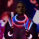 JOYIN 70 PCS July 4th Patriotic Glow Sticks Bracelets Necklaces Glow in The Dark Party Supplies, Light Up Party Favors for Kids Adults, Blue White Red LED Accessories for Independence Day