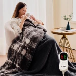 Heated Electric Blanket Throw Size - 50"x60" Flannel Heating Blanket with 10 Heating Levels & 5 Time Settings Over-Heat Protection, Winter Warmer for Adults with ETL CertificationGrey