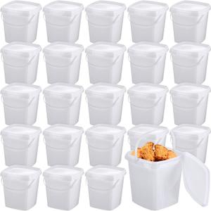 Mifoci 24 Pack 2 Qt/67 Oz Plastic Buckets with Lids & Handles, Ice Cream Container, Food Grade, Freezer Safe, Sealable Square Reusable Storage Bucket, All Purpose Pails for Paint, Art Crafts Projects