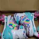 SULIFEEL Rainbow Unicorn 4 Size Adjustable Roller Skates for Girls Boys for Kids Ages 3-5 5-8 6-12 Children Skates Indoor Outdoor, Large
