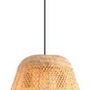2-Light Rattan Pendant Light,Handmade Rattan Woven Wicker Boho Chandelier Light Fixture Kitchen Island Bedroom Living Room Dining Room Farmhouse Adjustable Height (14.96inch, Nature)