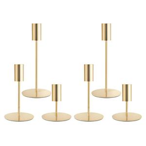 Gold Taper Candlestick Holders,Taper Candle Holders Set of 6,Metal Taper Candle Sticks Stand Holders,Modern Decorative Candle Holders for Wedding Certerpieces,Festive, Mantel,Home,Party