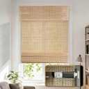 Atxbyoh No Drill Cordless Bamboo Roman Shades, Nature, 22x48