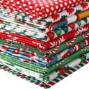 Tatuo 10 Pieces Christmas Cotton Fabric Squares Precut Quilting Patchwork Christmas Snowflake Print Red Green Fabric for Xmas Sewing Crafting DIY Supplies(50 x 50 cm/ 19.68 x 19.68 Inch)