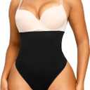SHAPELLX Shapewear Tummy Control Seamless High Waisted Body Shaper Waist Slimming Thong Underwear Girdle Tummy Slimmer (X-Small-Small, 01-black-thong)