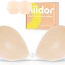 Niidor Adhesive Bra Strapless Ultra Sticky Invisible Push up Silicone Bra, Reusable for Backless Dress, Cup Size: E