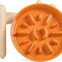 LE TAUCI Ceramic Slow Feeder Puzzle Bowl Elevated 3 Cup with Wooden Stand for Medium Large Dog, Fast Eater Slow Eating Food Bowl, Sun Orange