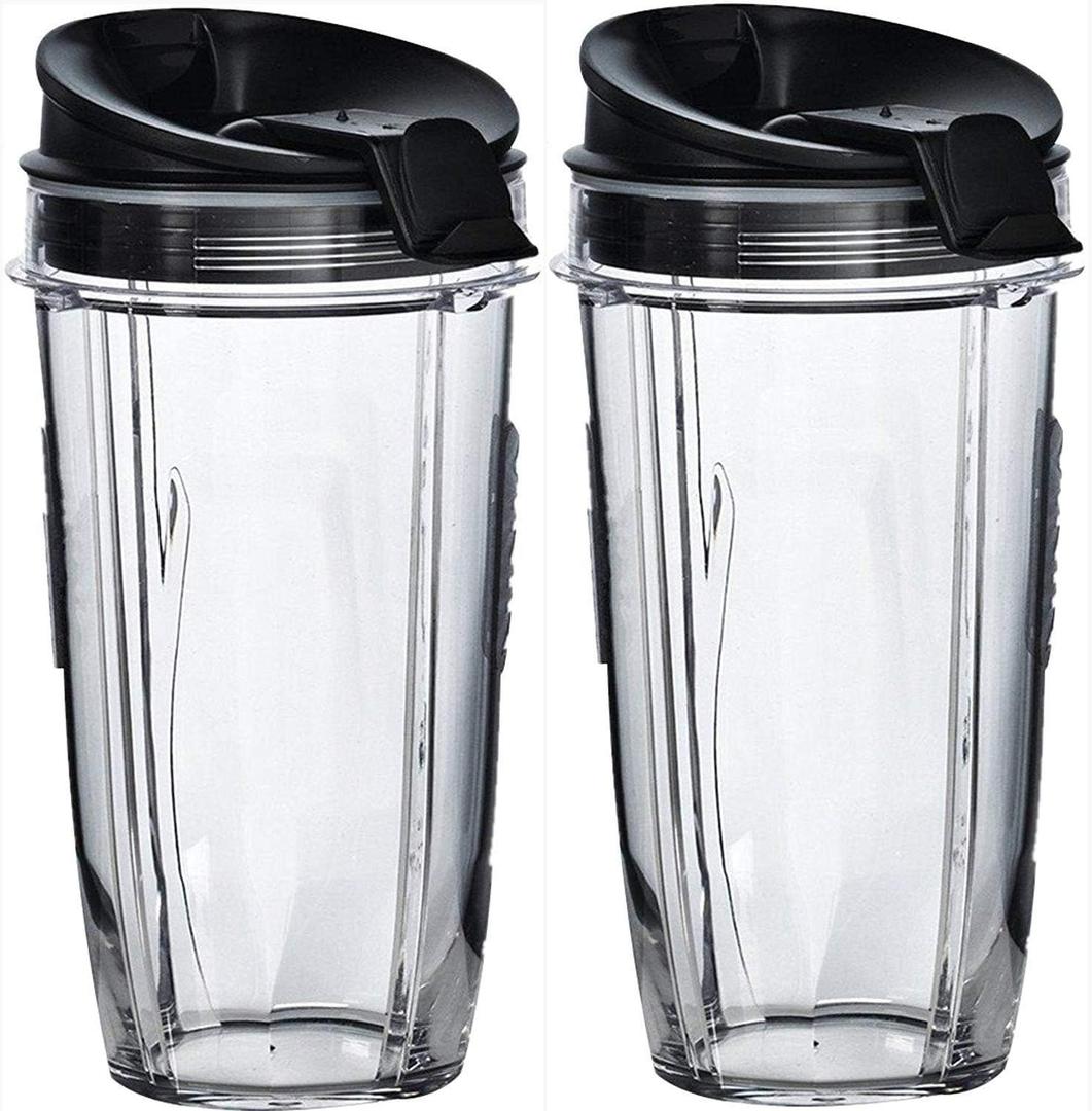24 oz Blender Cups with Sip & Seal Lid, 2-Pack Compatible Replacement for Personal Blenders BPA-Free, Leak-Proof, Portable Smoothie Shake Travel Bottles
