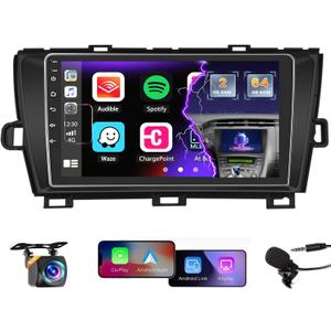 8 Core 2+64G Inefala for Toyota Prius 2010-2015 Android Car Stereo Radio with Wireless Carplay Android Auto, 9 Inch Touchscreen with GPS WiFi Bluetooth5.0 EQ DSP SWC 59UI Backup Camera MIC